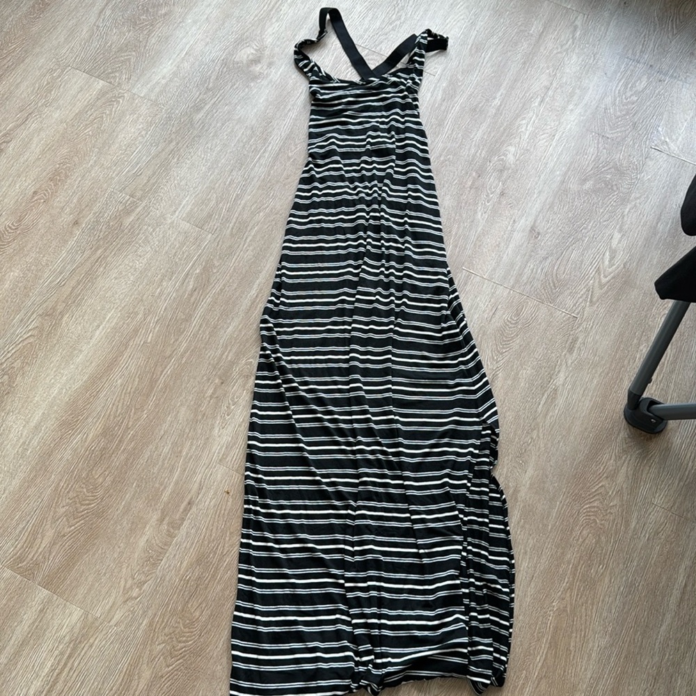 Backless jersey knit Striped Maxi Dress or Swimsuit Cover Up Size SMALL